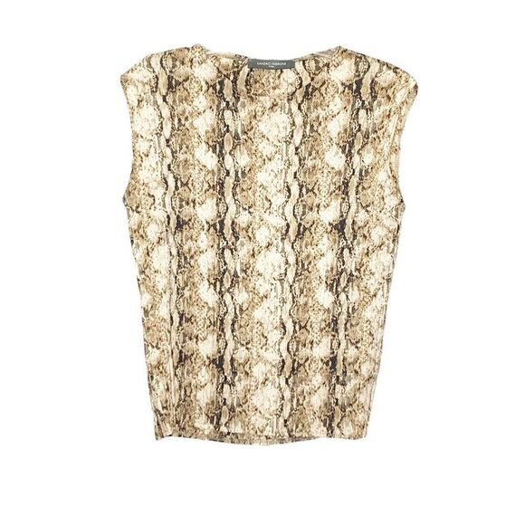 Sandro Ferrone Women’s Snake Skin Print Sleeveless Pleated Silk Blouse Top S/M - Picture 1 of 8
